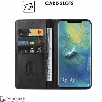 Dirbtinės odos atverčiamas dėklas su skyreliais - juodas (Huawei Mate 20 Pro) Dirbtinės odos atverčiamas dėklas su skyreliais - juodas (Huawei Mate 20 Pro)